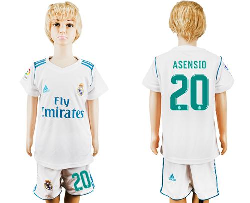 Real Madrid #20 Asensio White Home Kid Soccer Club Jersey - Click Image to Close